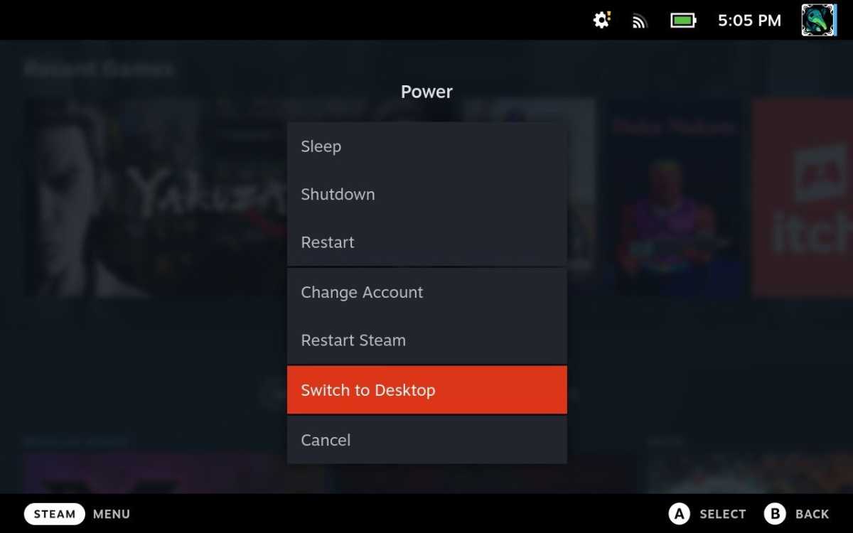 Switch to desktop mode on the Steam Deck