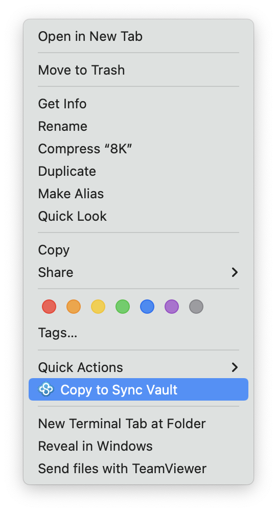 Copy to sync vault