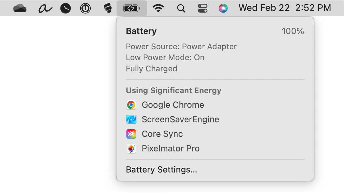 ventura menu bar in low power mode