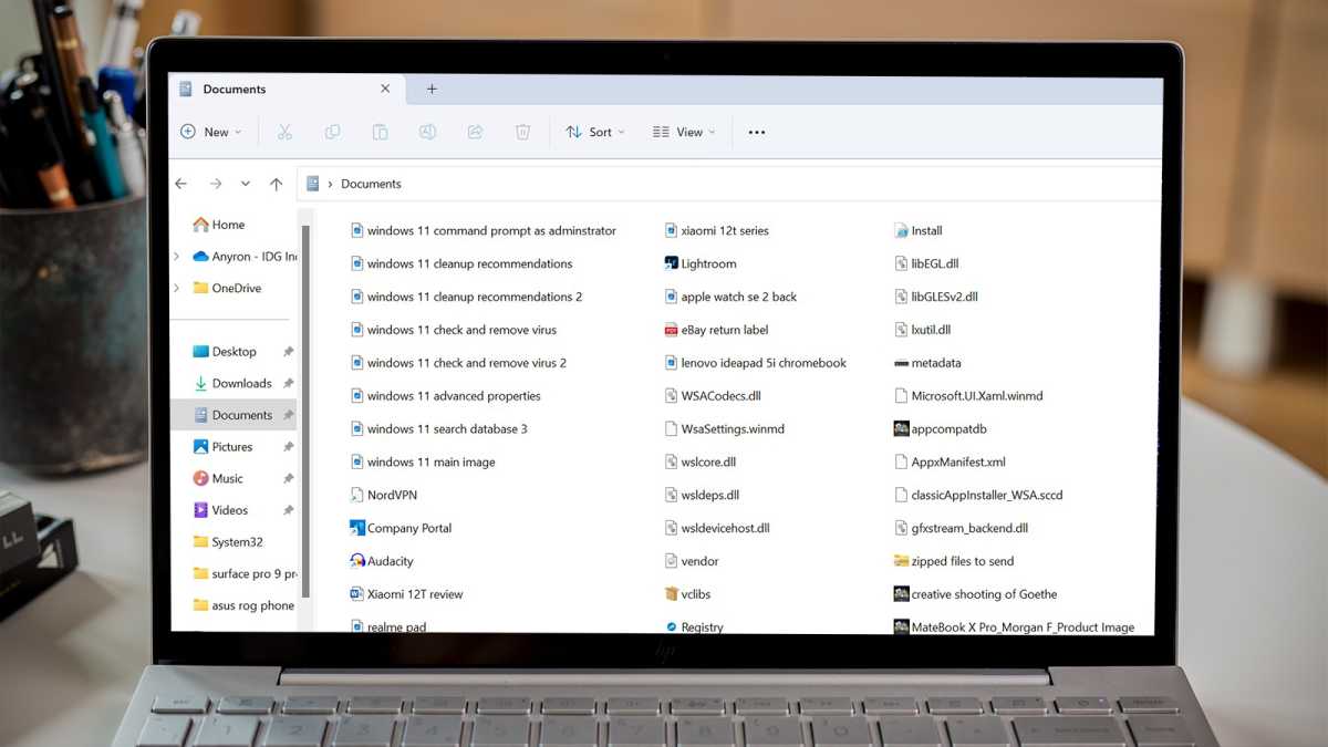 Windows 11 File Explorer documents on a laptop
