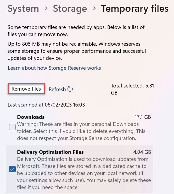 Windows 11 free up storage screenshots