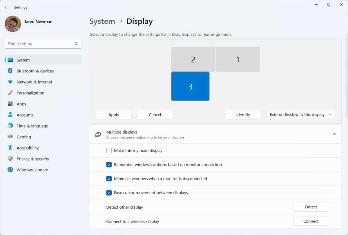 Lựa chọn màn hình trong Windows 11