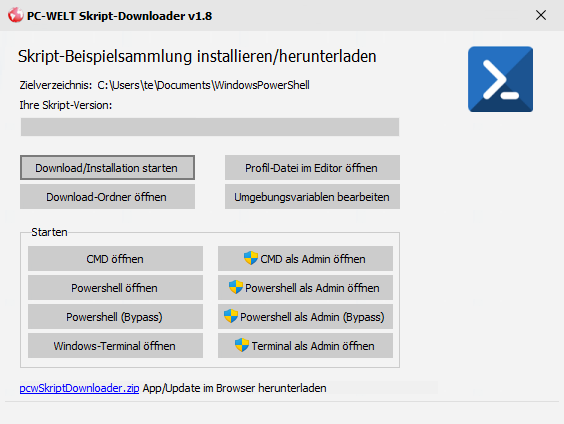 Beispiele für die Powershell: PC-WELT Skript-Downloader richtet Beispielskripte ein und hilft beim schnellen Aufruf von Powershell oder Terminal.