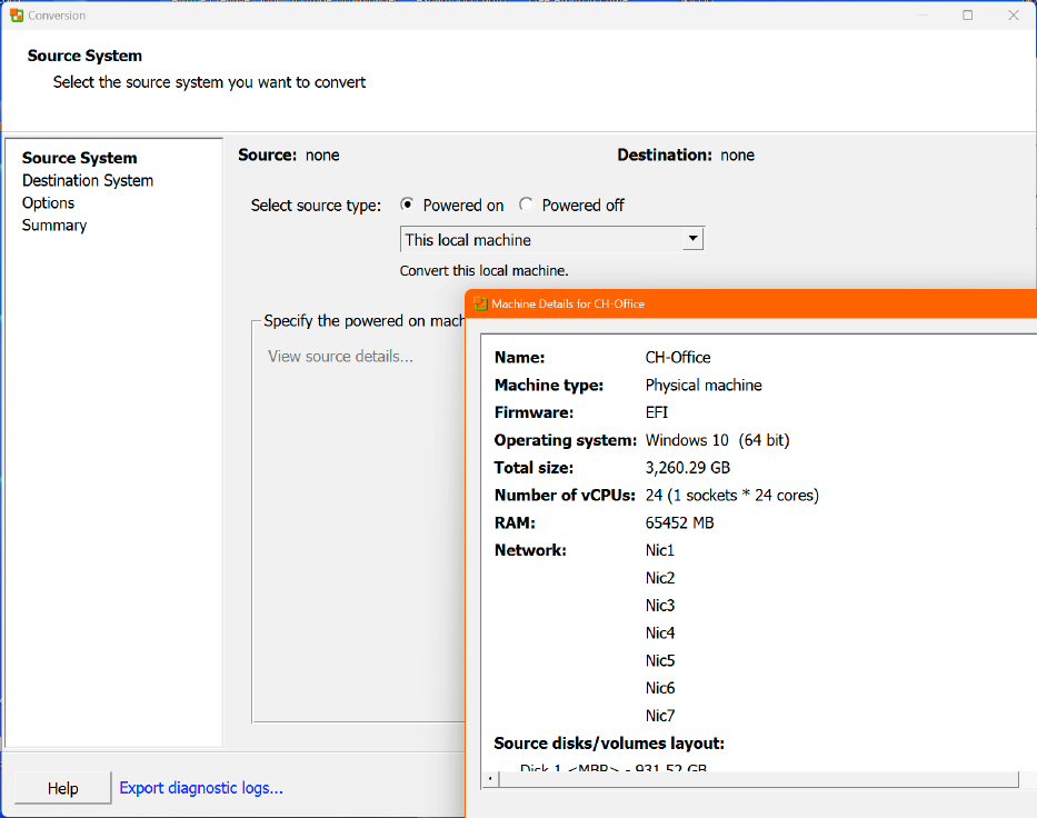 Beginnen Sie mit dem Assistenten des Vmware Vcenter Converter, und wählen Sie im ersten Schritt den Hostcomputer als Quelle für die virtuelle Maschine aus.