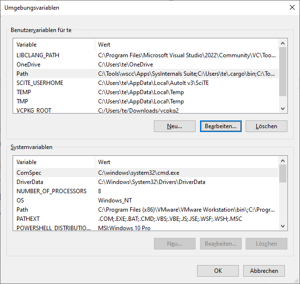 Konfiguration für die Kommandozeile: Damit sich die Tools in der Powershell oder Eingabeaufforderung ohne Pfadangabe starten lassen, konfigurieren Sie die Umgebungsvariable „Path“.