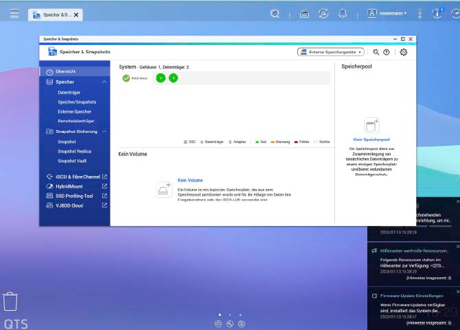 Bei NAS-Modellen von Synology und Qnap müssen Sie dagegen nach dem Initialisieren zunächst einmal Speicherpool, Volumes und Ordnerfreigaben einrichten.