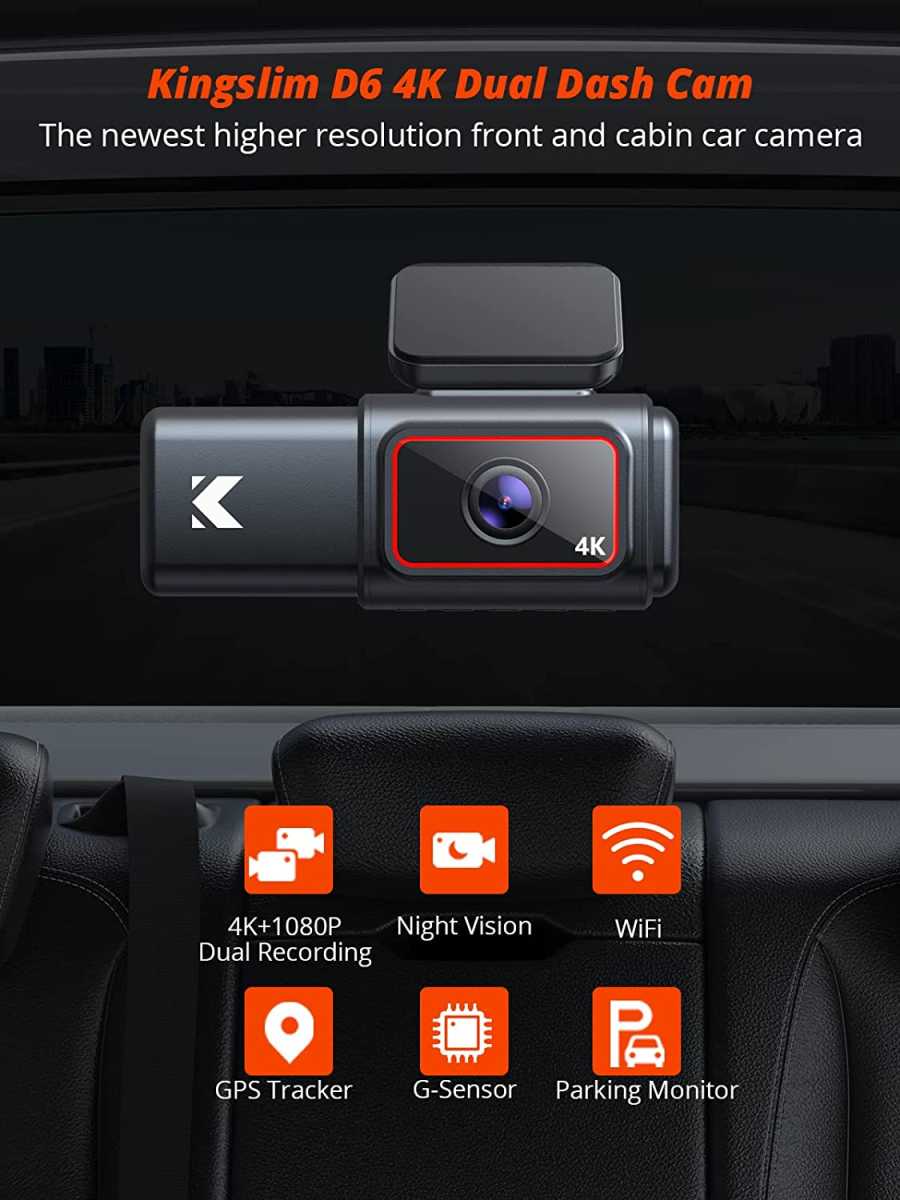 Kingslim D1 pro Dual Dash Cam 4K Record Inside - Front and Inside