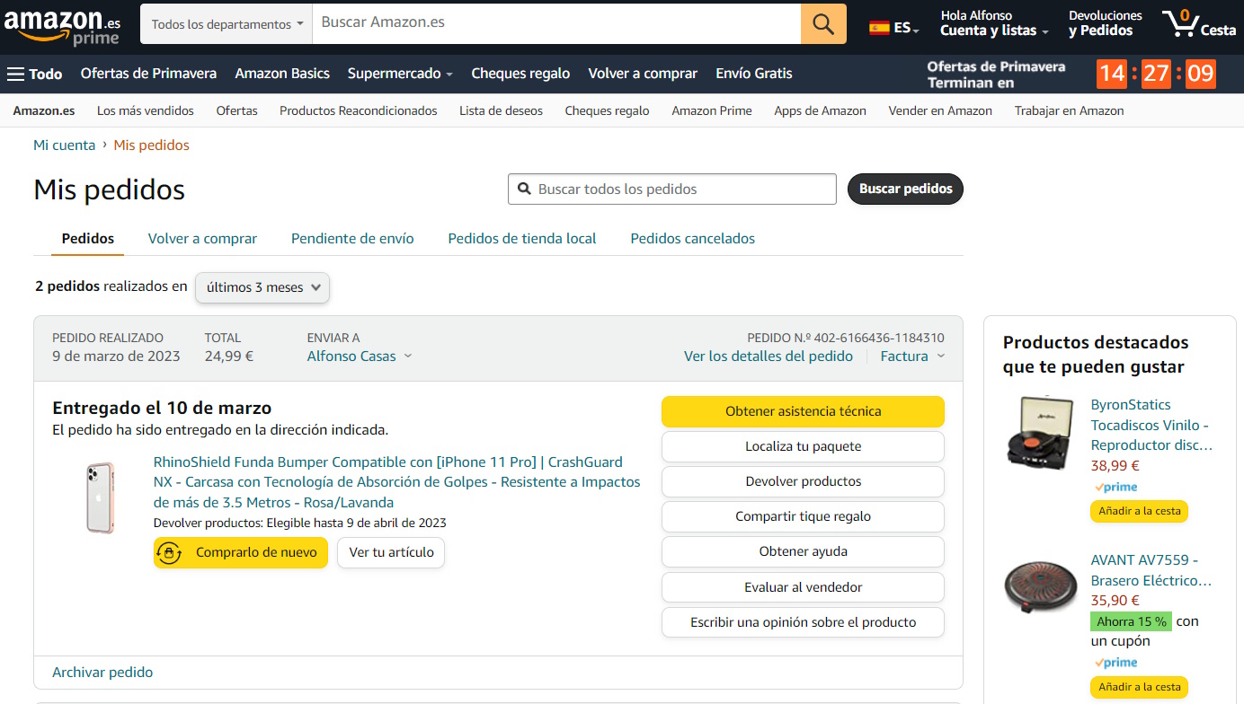 Amazon prime cheap mis pedidos