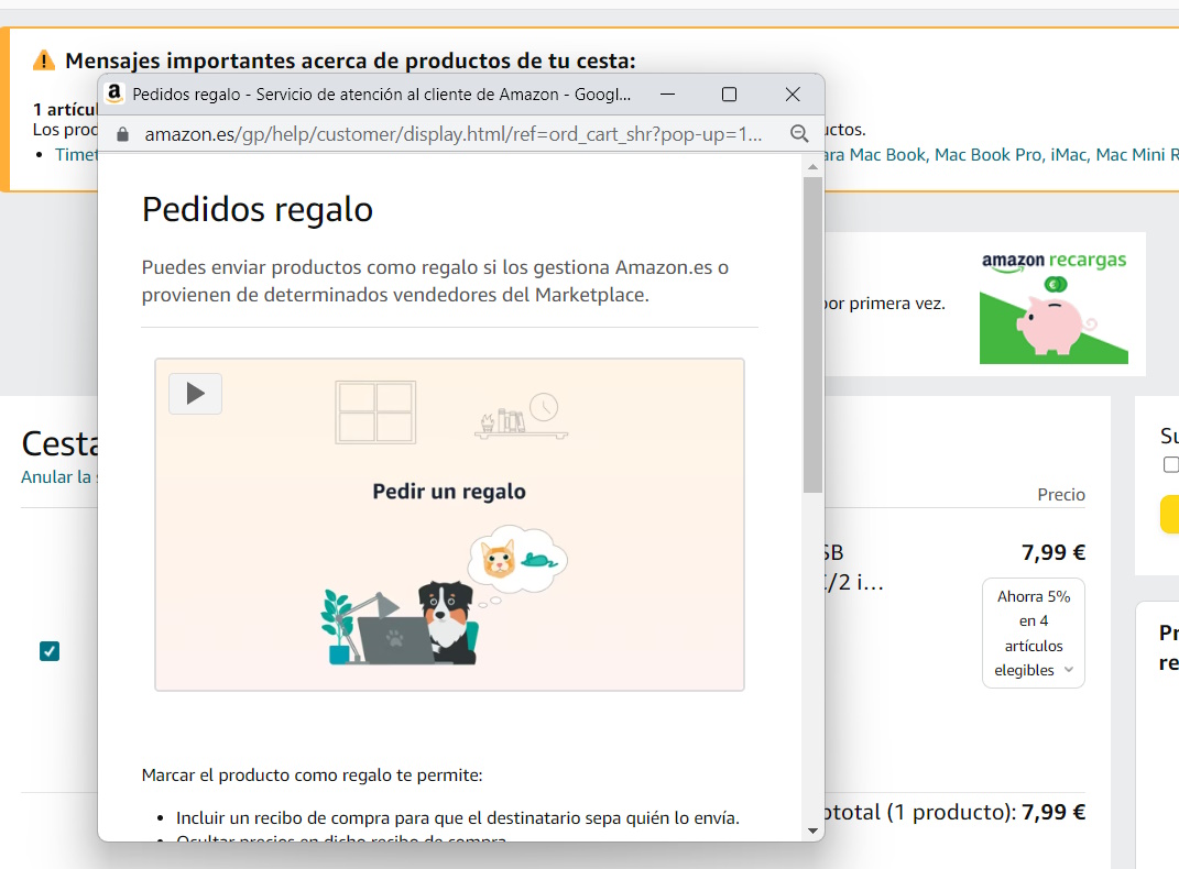Amazon Prime pedidos regalo
