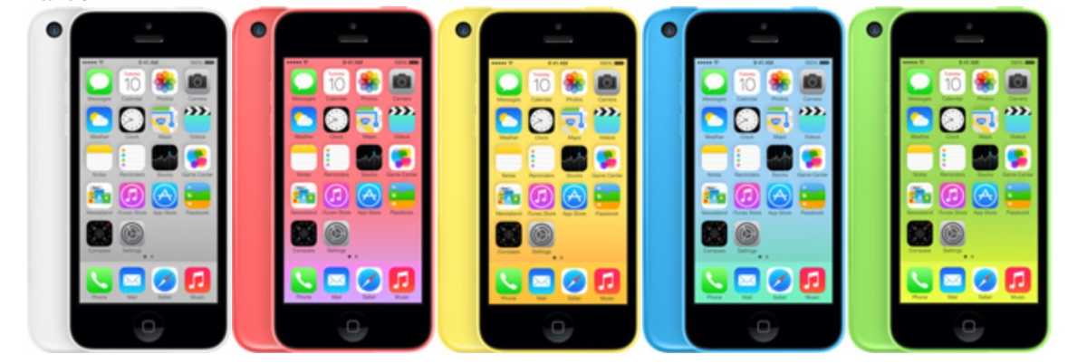 iPhone 5C in fünf Farben