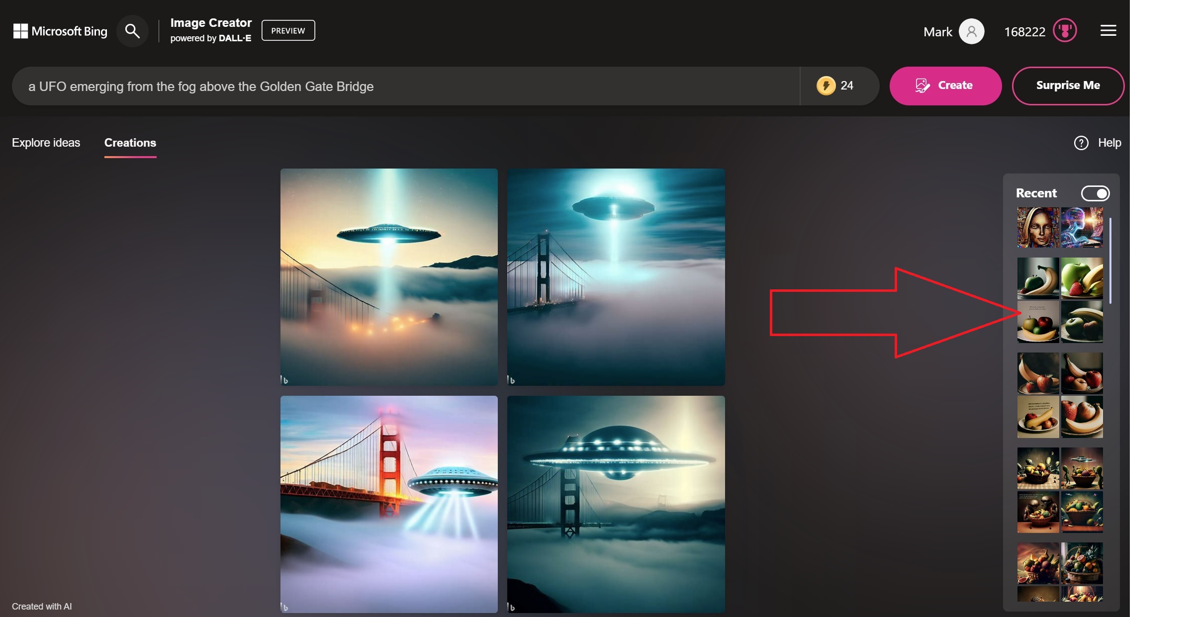 قام AI art Microsoft Bing Image Creator بتخزين الصور