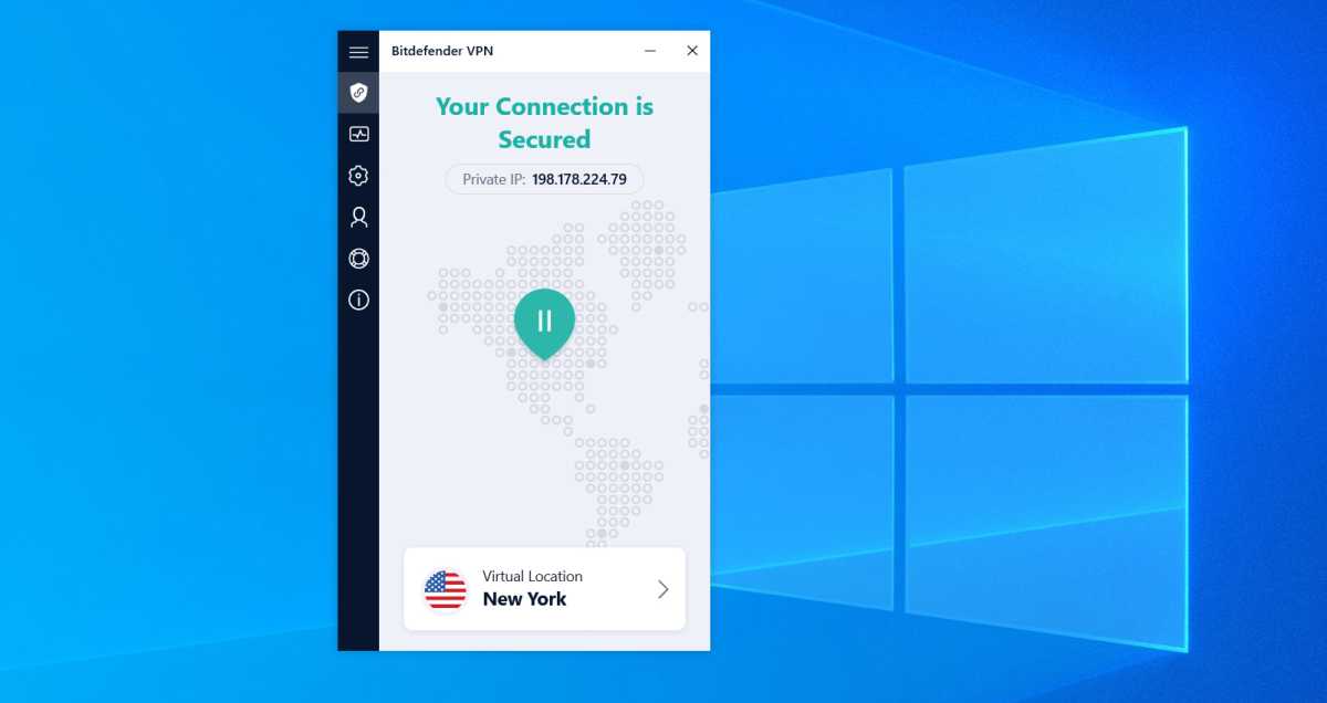 Bitdefender Premium VPN - Windows Connected