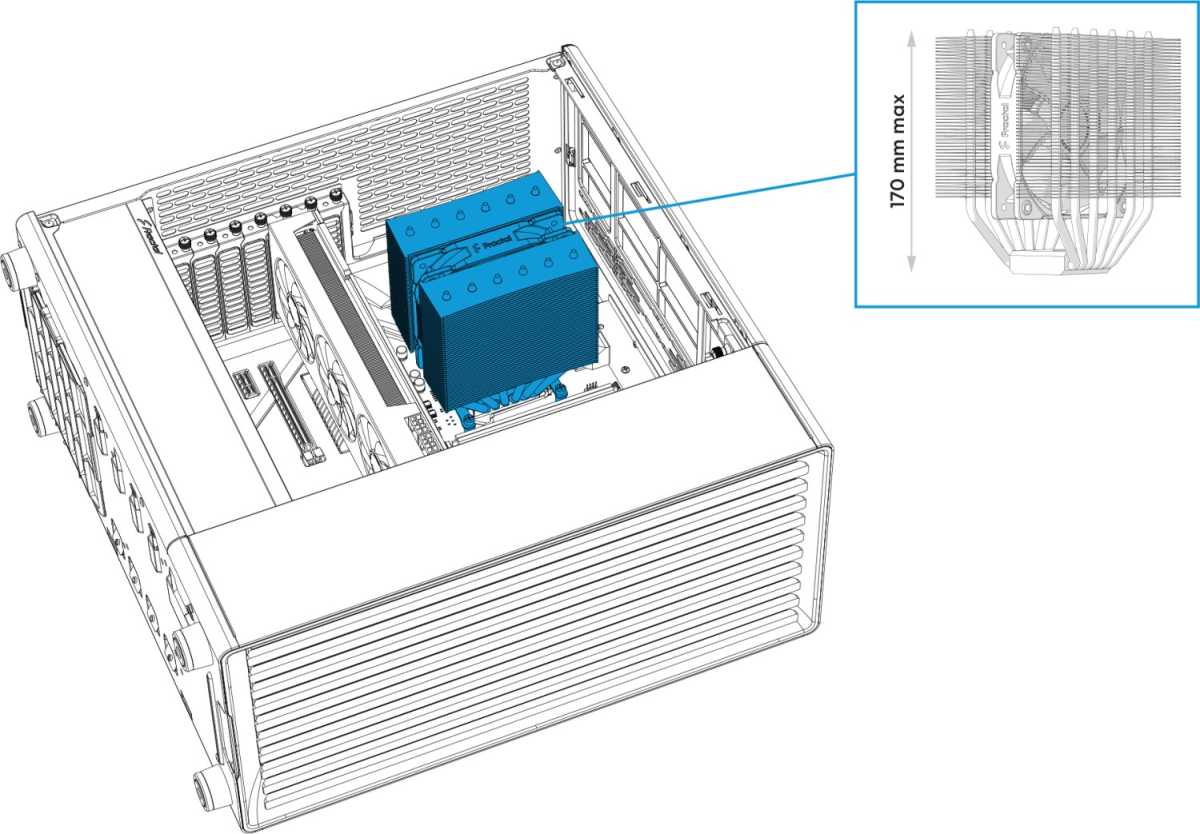 Максимальная высота процессорного кулера в Fractal Design North