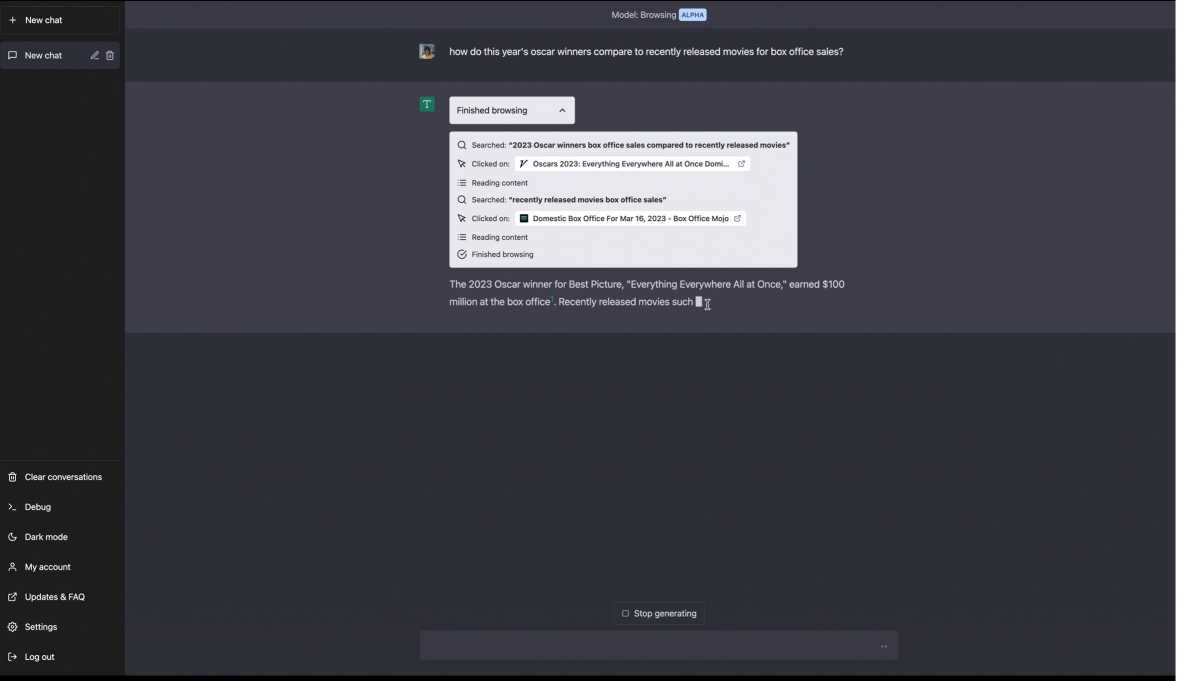 ChatGPT web browsing