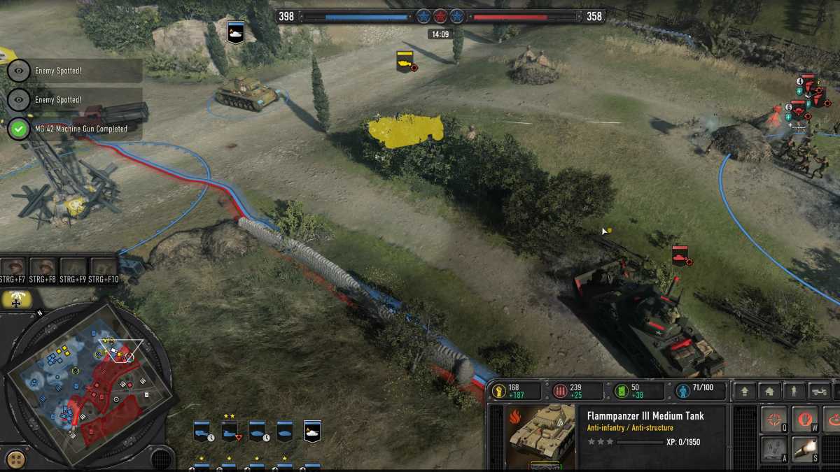 Abgerundet wird das dicke Strategie-Paket von 4 Fraktionen, 14 Karten und 100 Einheiten im Multiplayer. Vom ersten Eindruck her macht auch der einen guten Eindruck, hier bauen wir klassisch Basen und ziehen deutlich größere Armeen hoch als in der Kampagne.