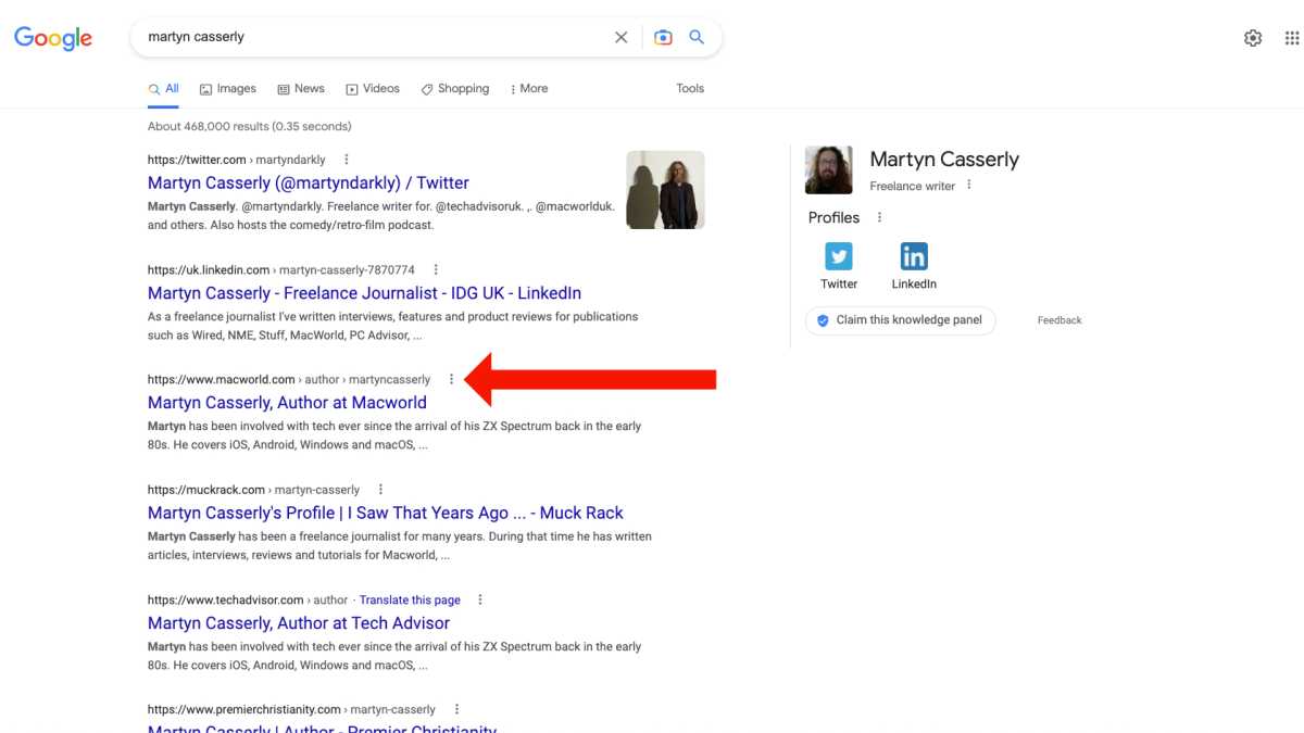 Remove listing about you in Google Search