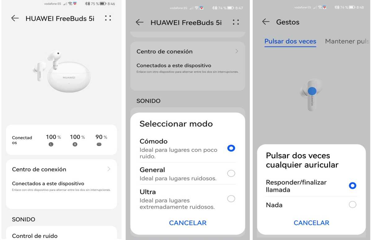 Huawei Freebuds 5i pantalla móvil