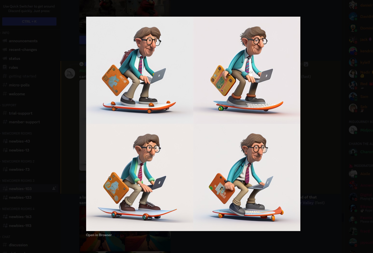 AI art Midjourney Bill Gates skateboard variations