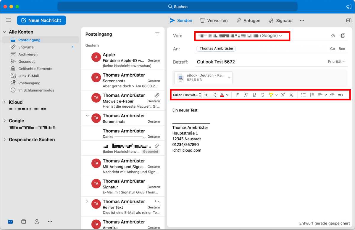 Fenster für neue E-Mails in Outlook