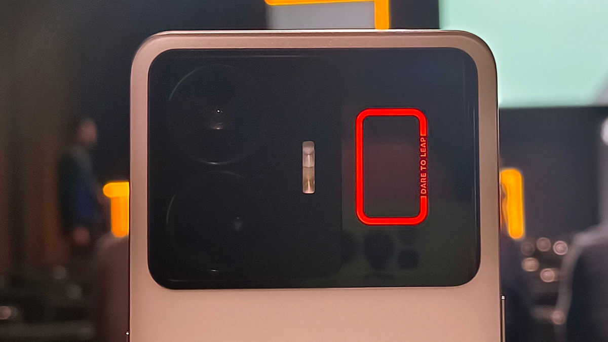 Realme GT 3 camera module with notification bar lit up