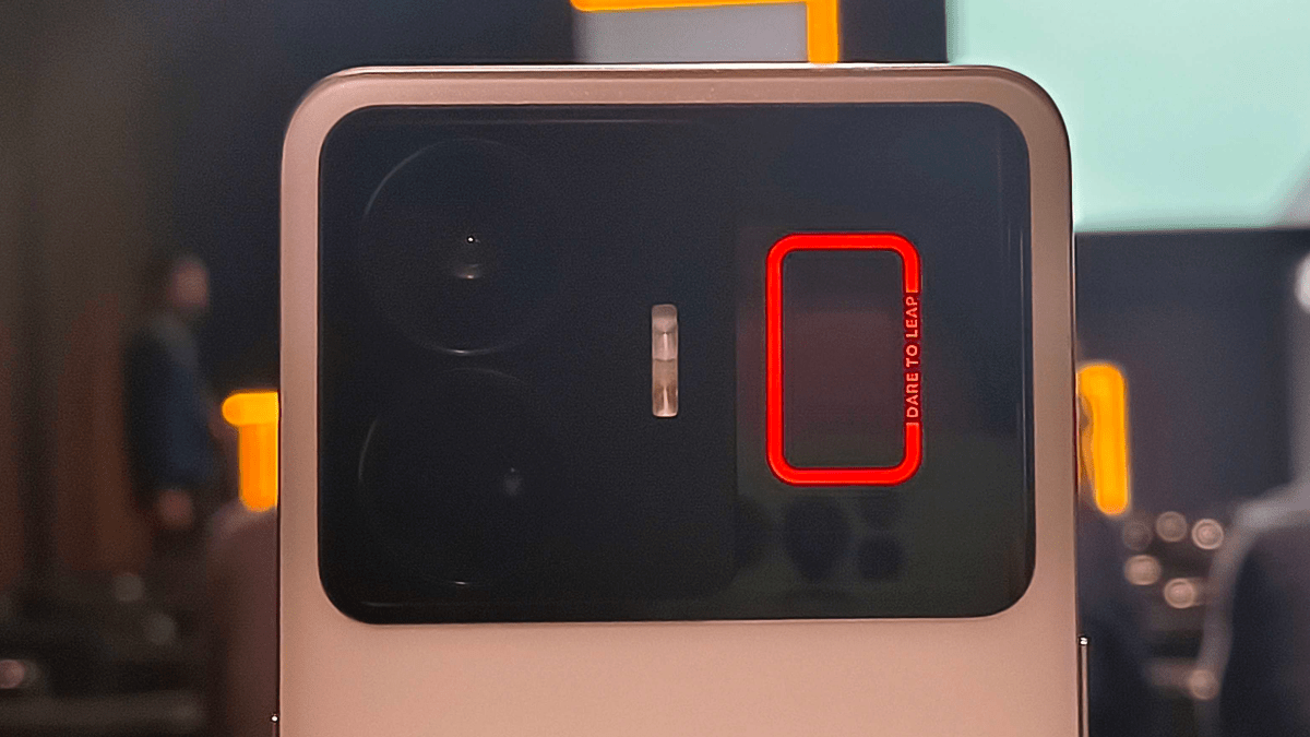 Realme GT 3 camera module with notification bar lit up