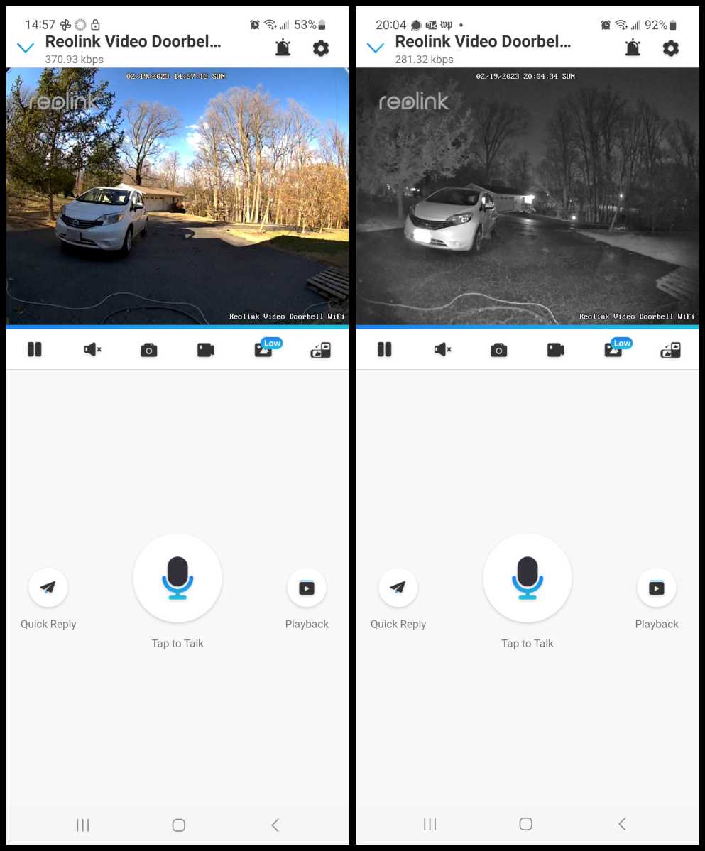 Reolink doorbell app screenshots