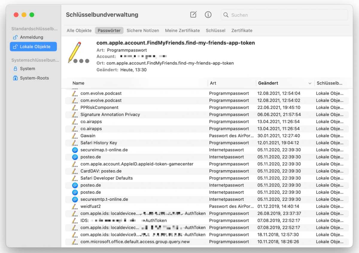 Schlüsselbundverwaltung macOS