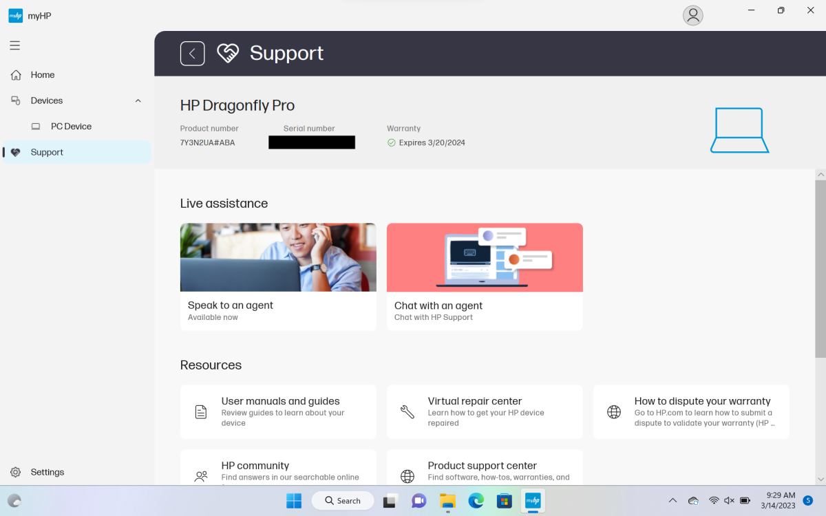 HP Dragonfly Pro support
