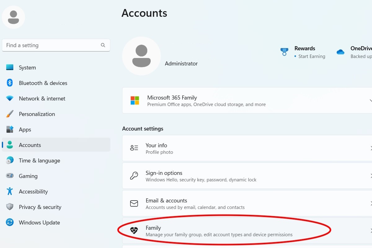 In the accounts page, you will see a “Family” setting.