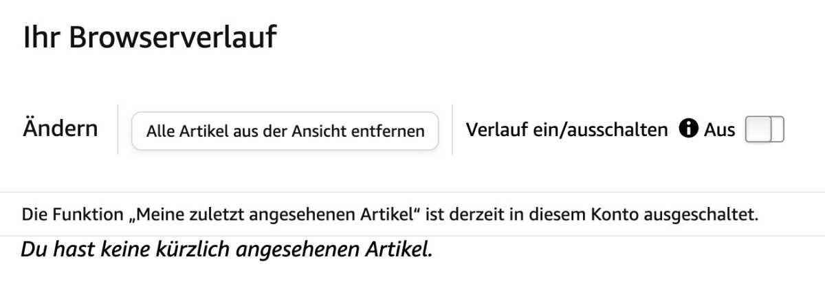 Amazon Browserverlauf Einstellungen