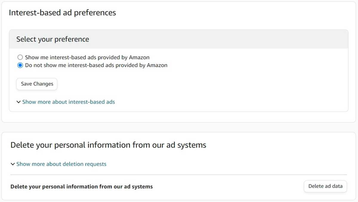 Amazon targeted ad opt out form