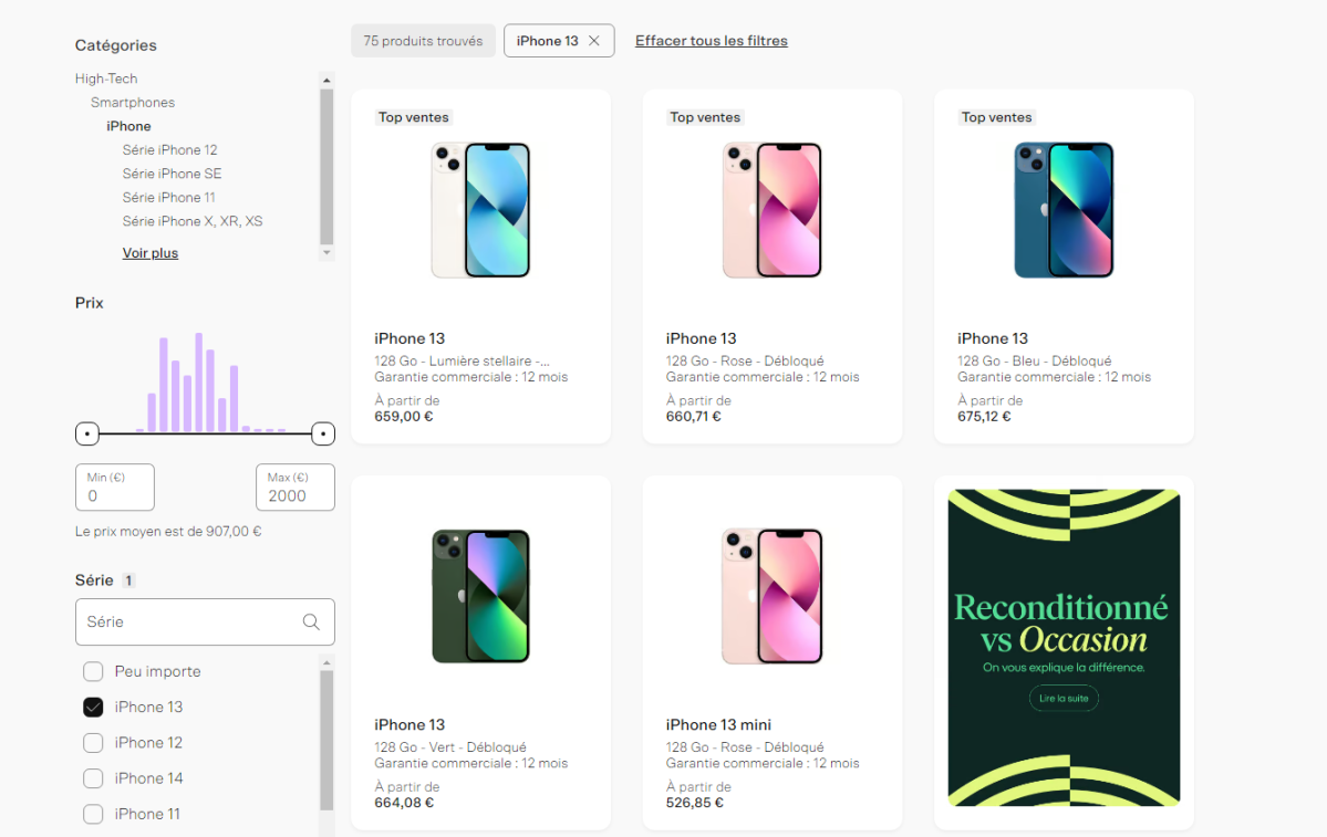 Achat téléphone reconditionné