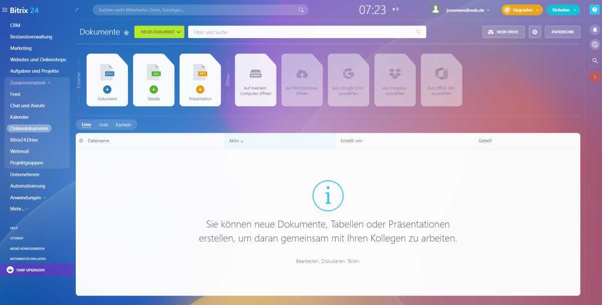 Bitrix24 bietet weit aus mehr als CRM und stellt kleinen Unternehmen einen Online-Arbeitsplatz für die Zusammenarbeit zur Verfügung.