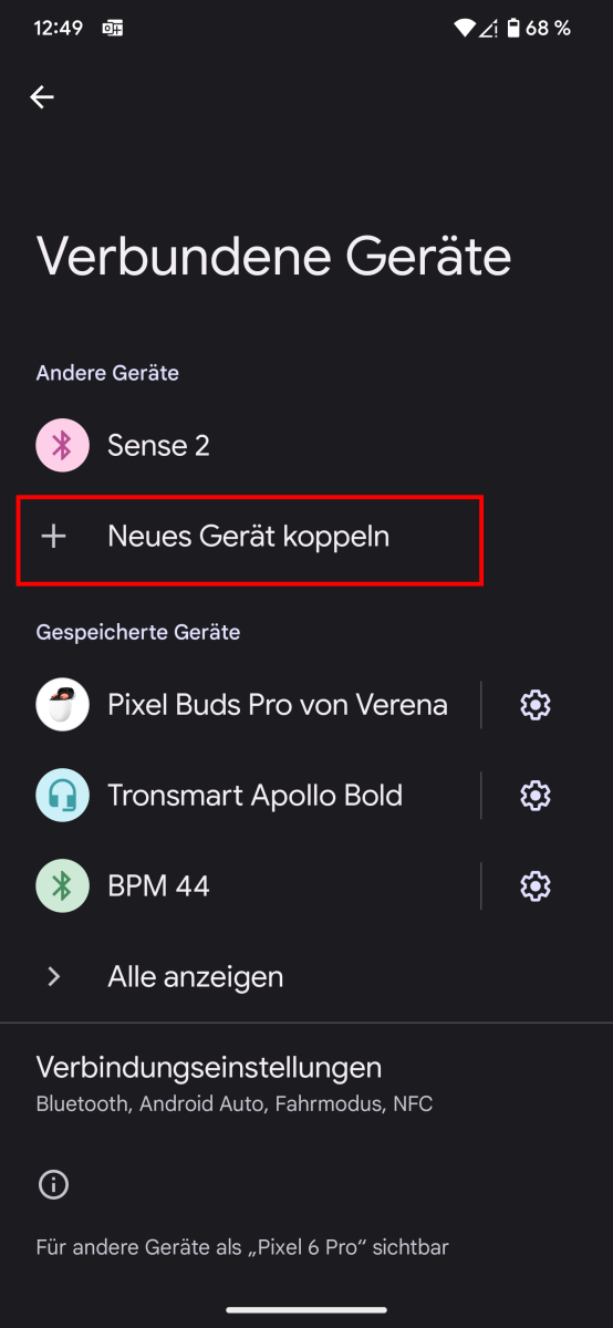 Bluetooth Smartphone verbundene Geräte