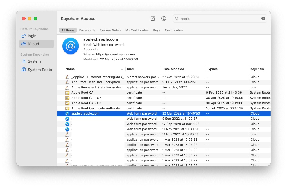 Changing password keychain Mac