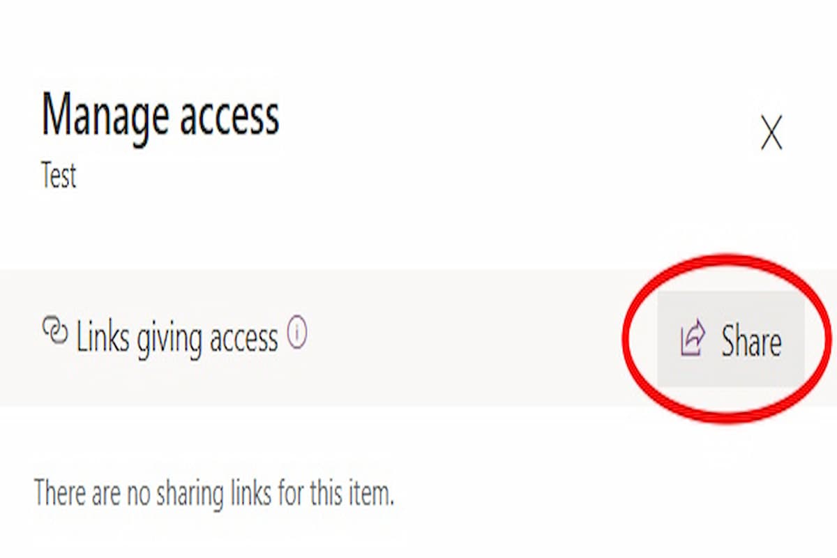 This will open a manage access window, where you will click the share button.
