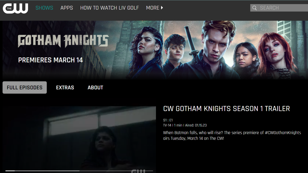 CW website Gotham Knights page