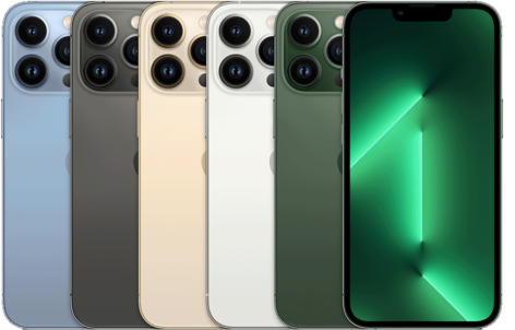 iPhone 13 Pro in fünf Farbvarianten