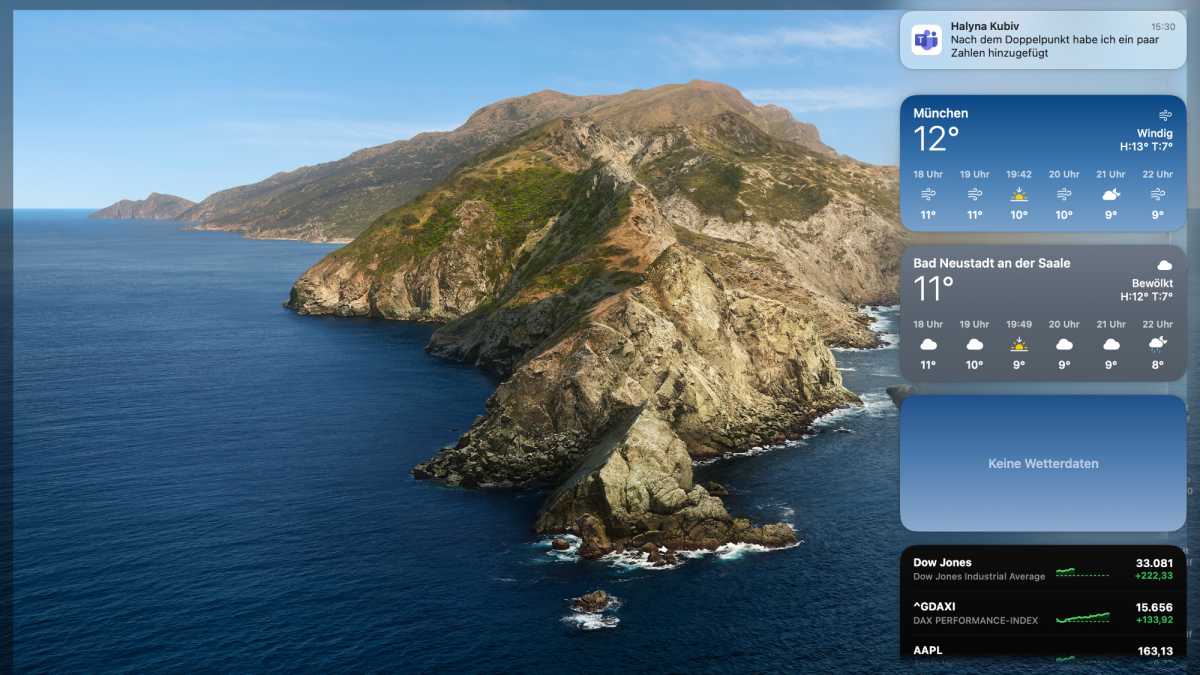 Widgets in der Mitteilungszentrale von macOS