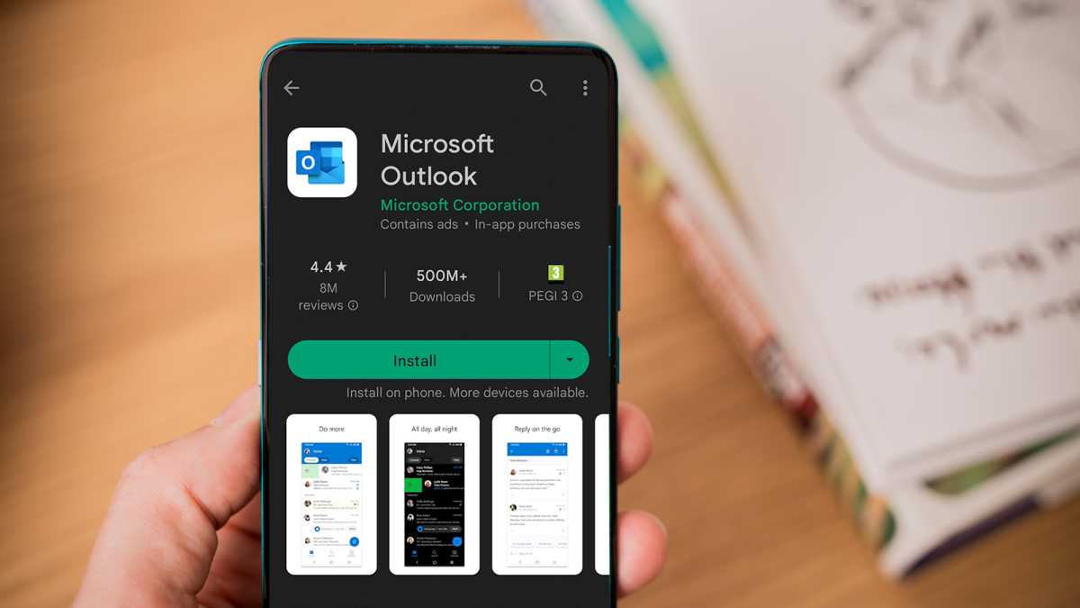Outlook app on the Google Play Store