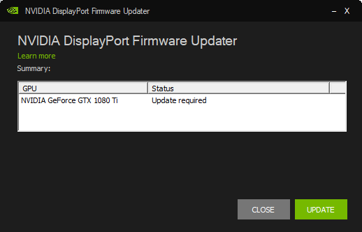 Nvidia GeForce GTX 1080 Ti firmware update alert