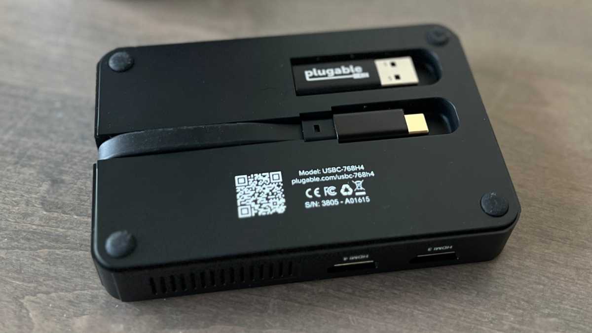 Plug-in USBC HDMI adapter underneath