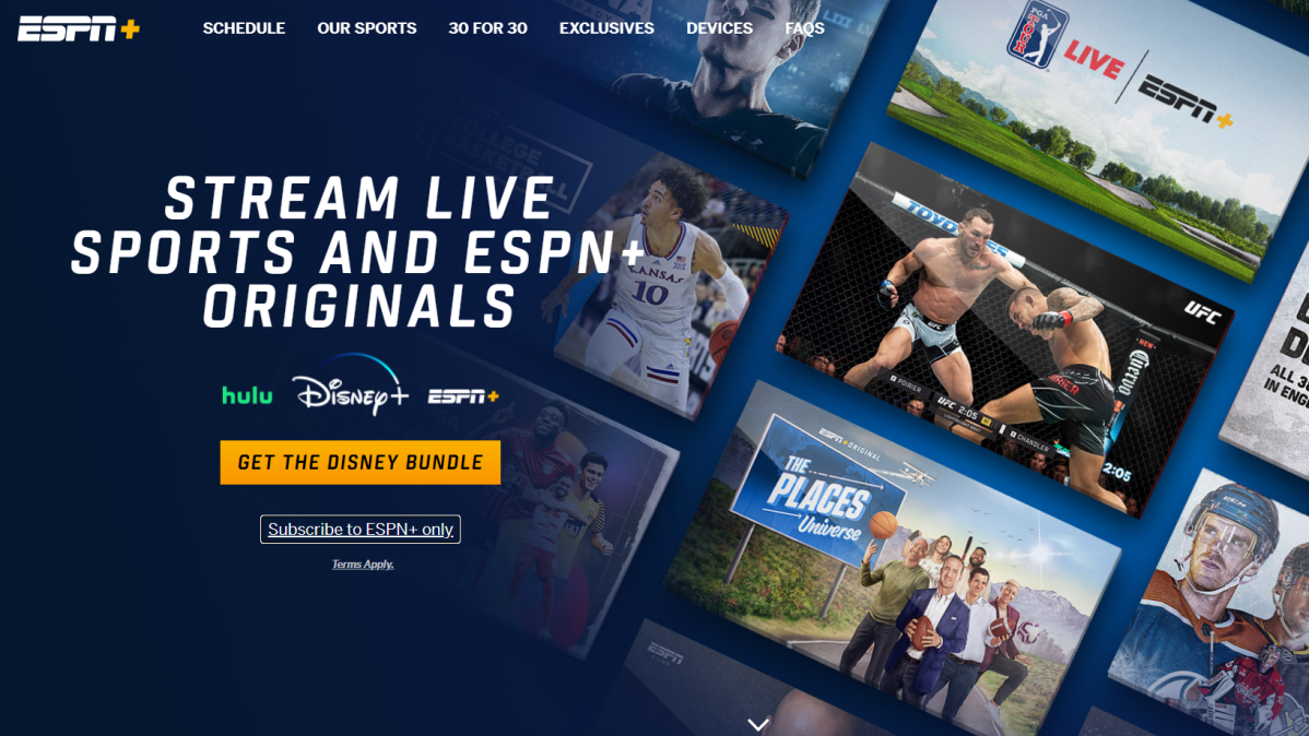 ESPN+ homepage