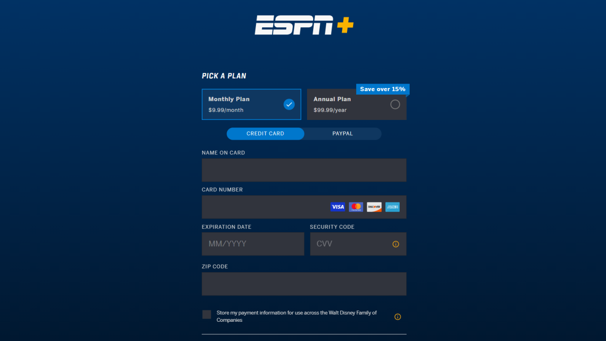 ESPN+ choose annual or monthly account