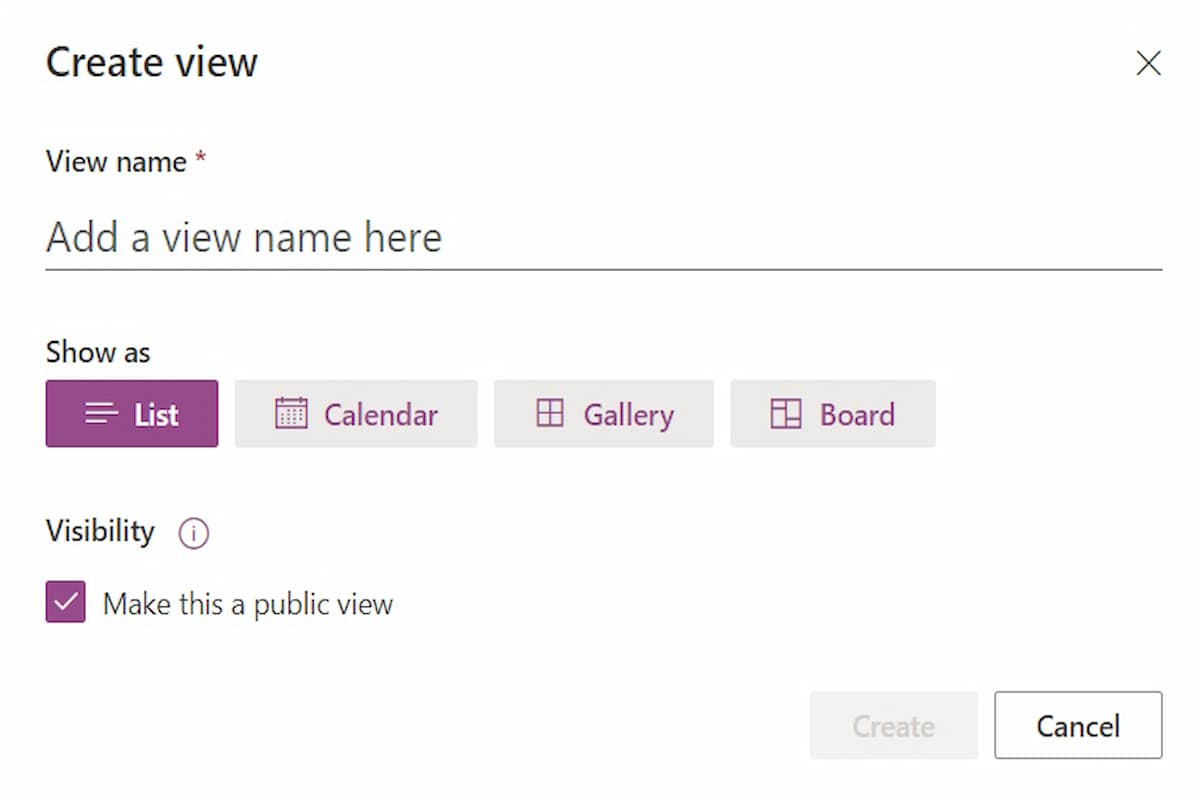 Choose from one of the four view options to help organize your list.