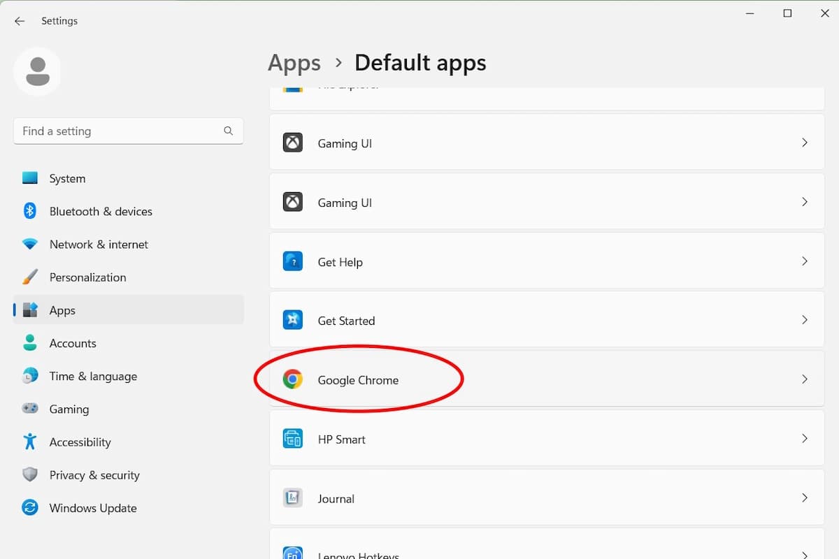 Click the browser of choice (Google Chrome for example here).