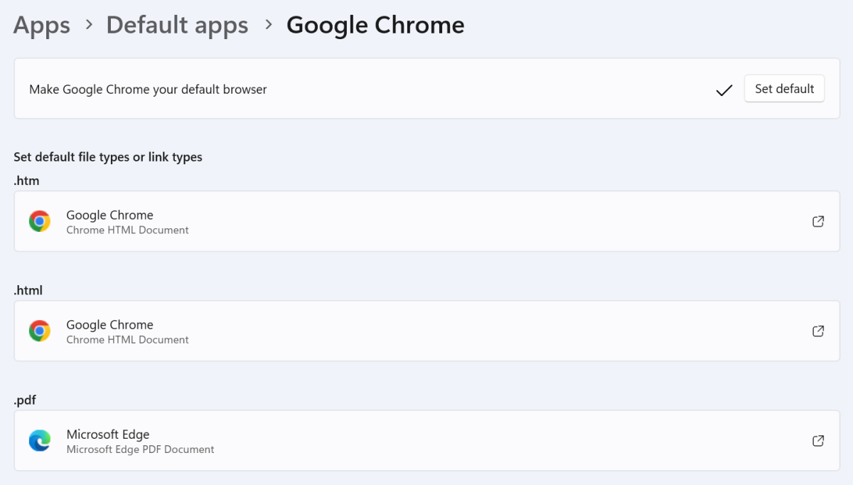 Windows 11 default browser settings