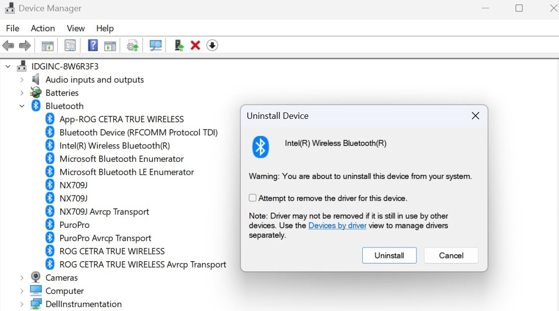 Windows 11 uninstall driver confirmation