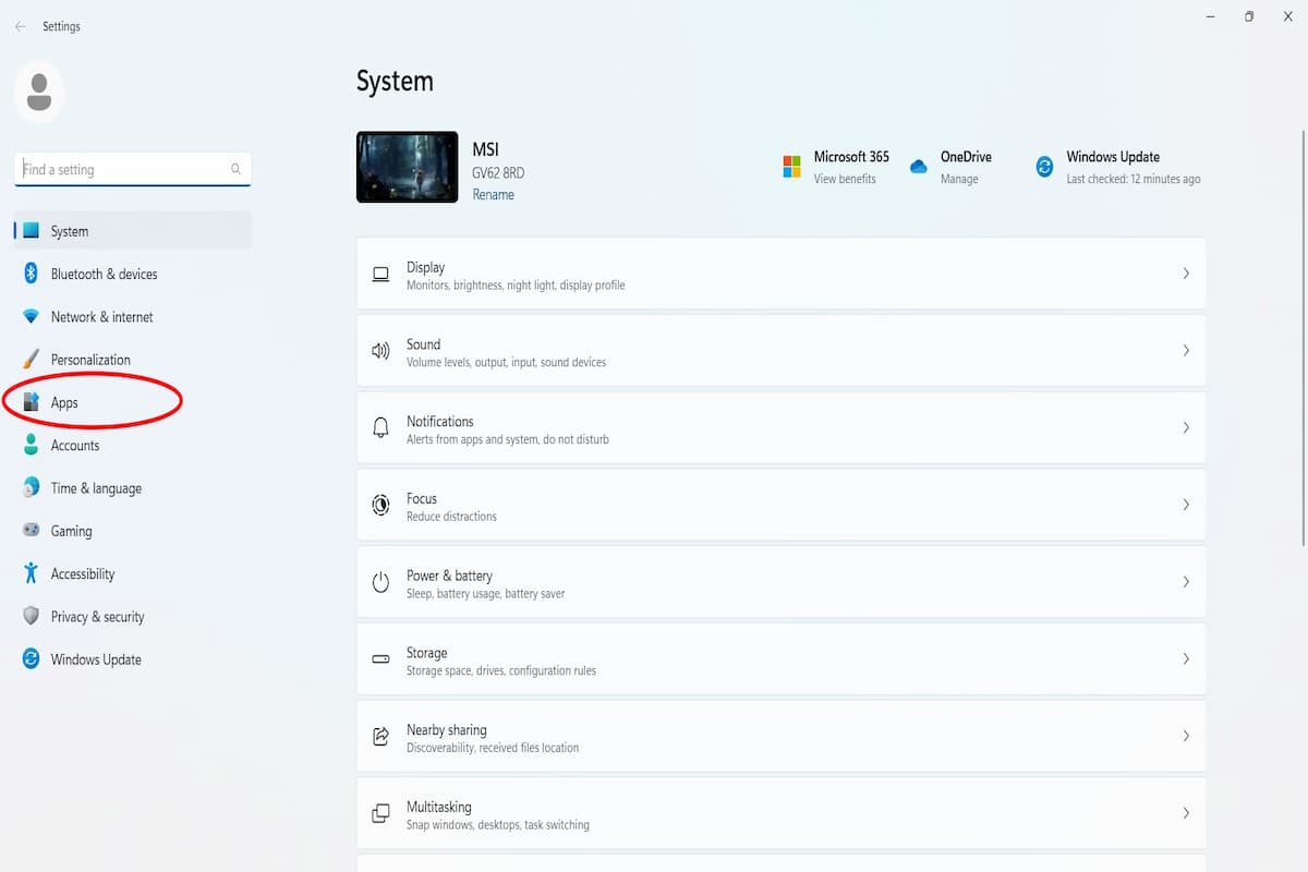 In the Settings menu, there is an “Apps” section.