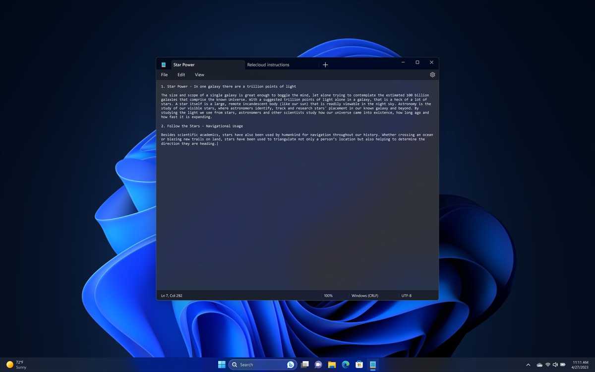 Windows 11 notepad tab